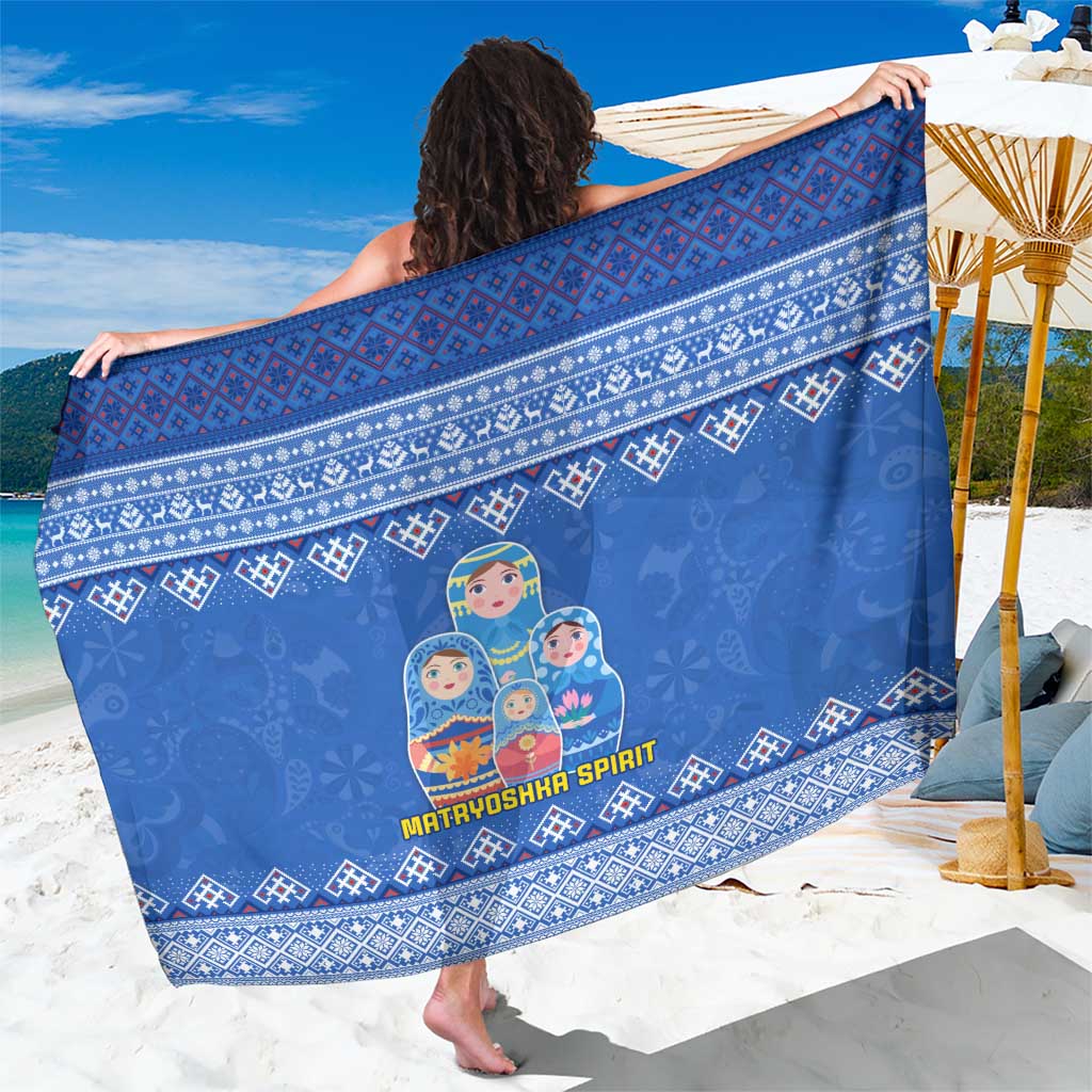 Russia Matryoshka Spirit Sarong with Folk Pattern and Double-Headed Eagle Emblem