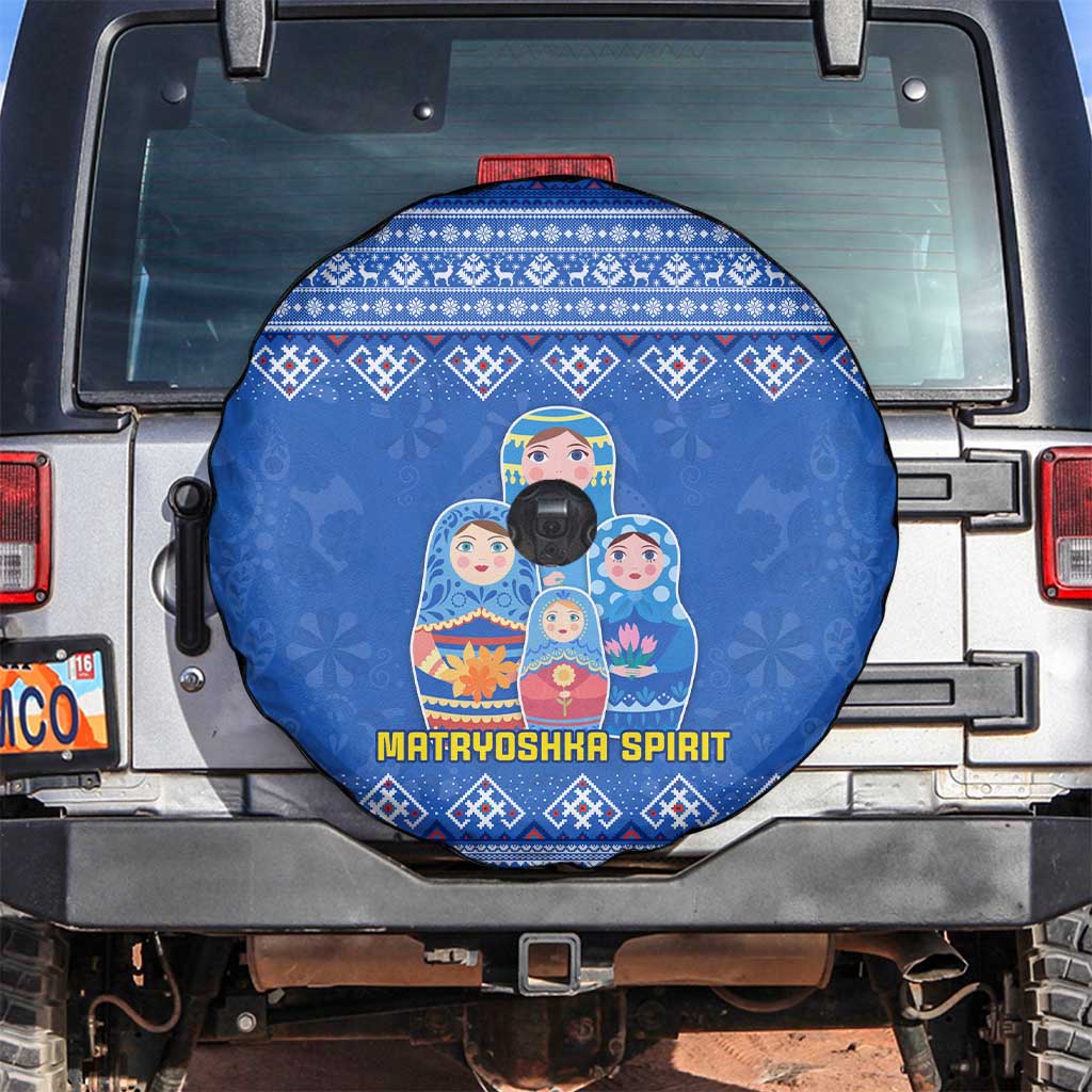 Russia Matryoshka Spirit Spare Tire Cover with Folk Pattern and Double-Headed Eagle Emblem