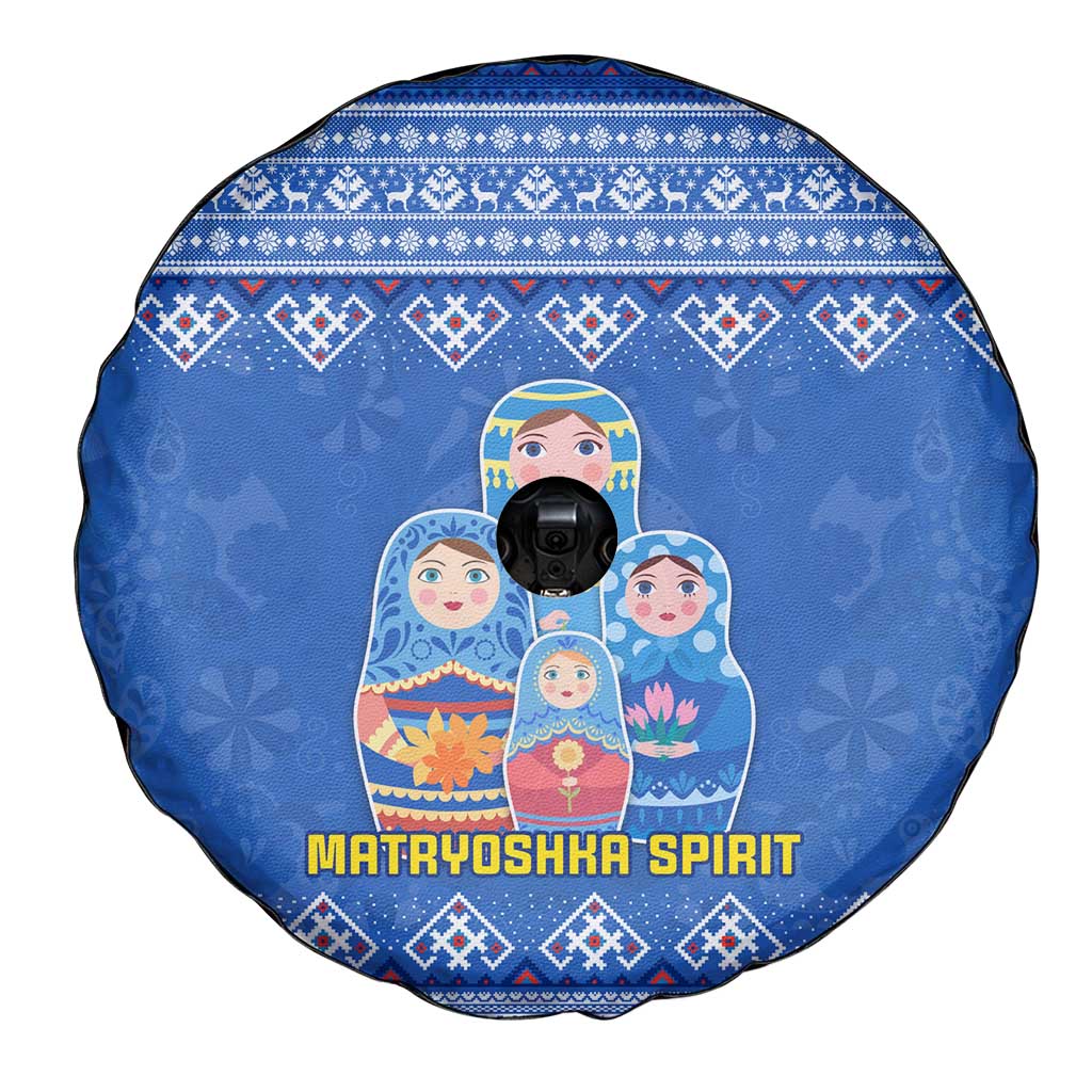 Russia Matryoshka Spirit Spare Tire Cover with Folk Pattern and Double-Headed Eagle Emblem