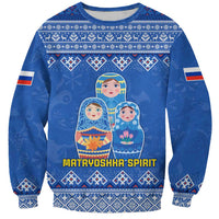 Russia Matryoshka Spirit Sweatshirt with Folk Pattern and Double-Headed Eagle Emblem
