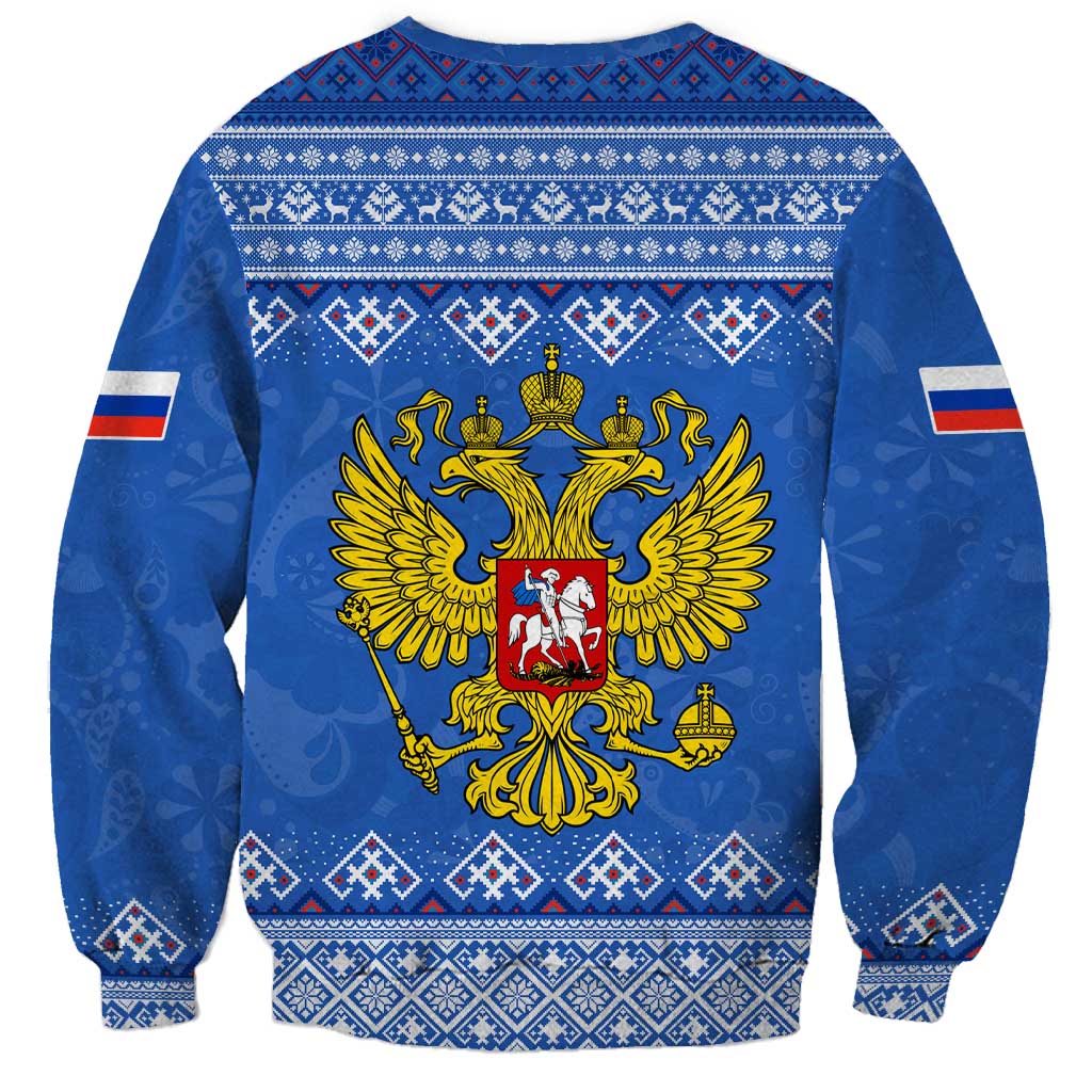 Russia Matryoshka Spirit Sweatshirt with Folk Pattern and Double-Headed Eagle Emblem