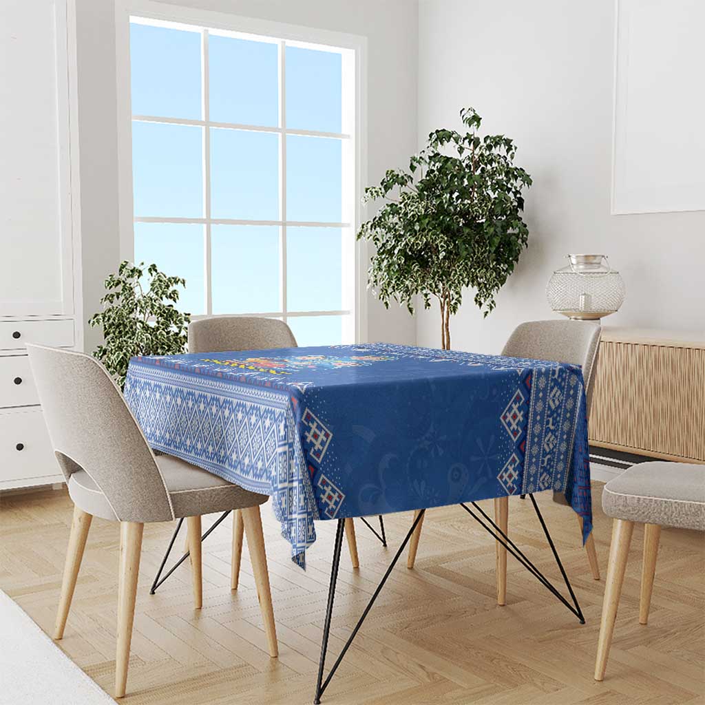 Russia Matryoshka Spirit Tablecloth with Folk Pattern and Double-Headed Eagle Emblem