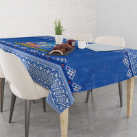 Russia Matryoshka Spirit Tablecloth with Folk Pattern and Double-Headed Eagle Emblem