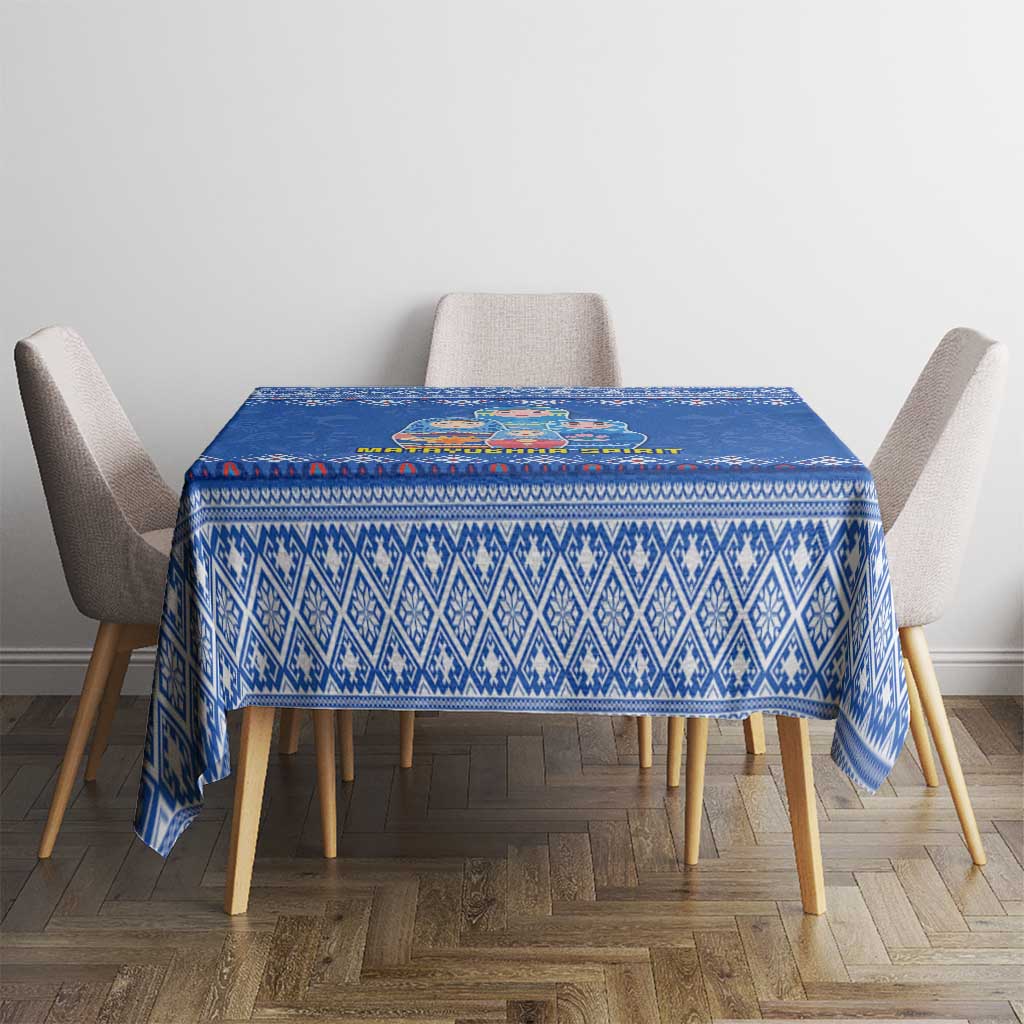 Russia Matryoshka Spirit Tablecloth with Folk Pattern and Double-Headed Eagle Emblem
