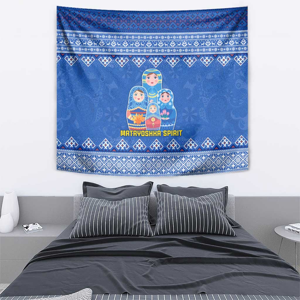 Russia Matryoshka Spirit Tapestry with Folk Pattern and Double-Headed Eagle Emblem
