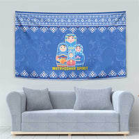 Russia Matryoshka Spirit Tapestry with Folk Pattern and Double-Headed Eagle Emblem