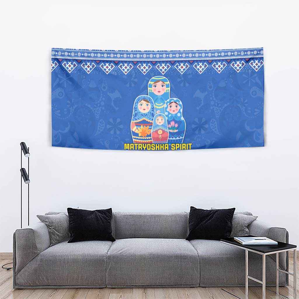 Russia Matryoshka Spirit Tapestry with Folk Pattern and Double-Headed Eagle Emblem