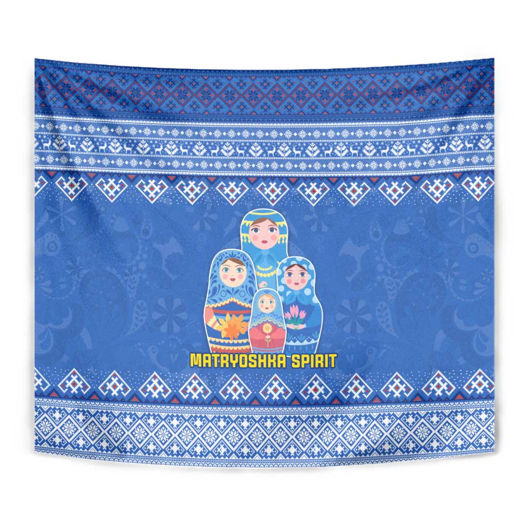 Russia Matryoshka Spirit Tapestry with Folk Pattern and Double-Headed Eagle Emblem