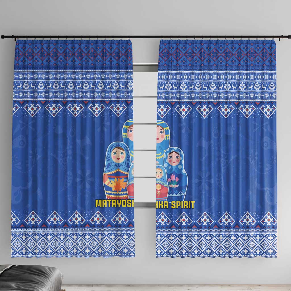 Russia Matryoshka Spirit Window Curtain with Folk Pattern and Double-Headed Eagle Emblem