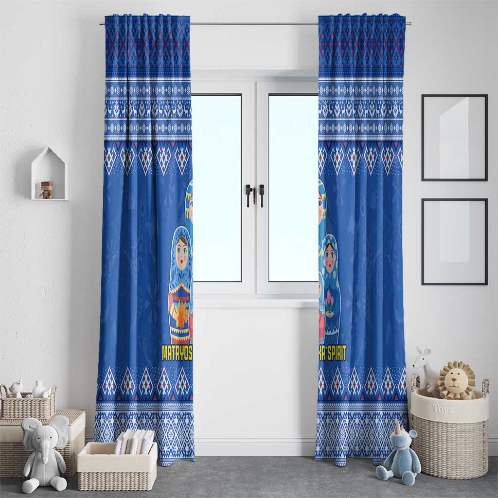 Russia Matryoshka Spirit Window Curtain with Folk Pattern and Double-Headed Eagle Emblem