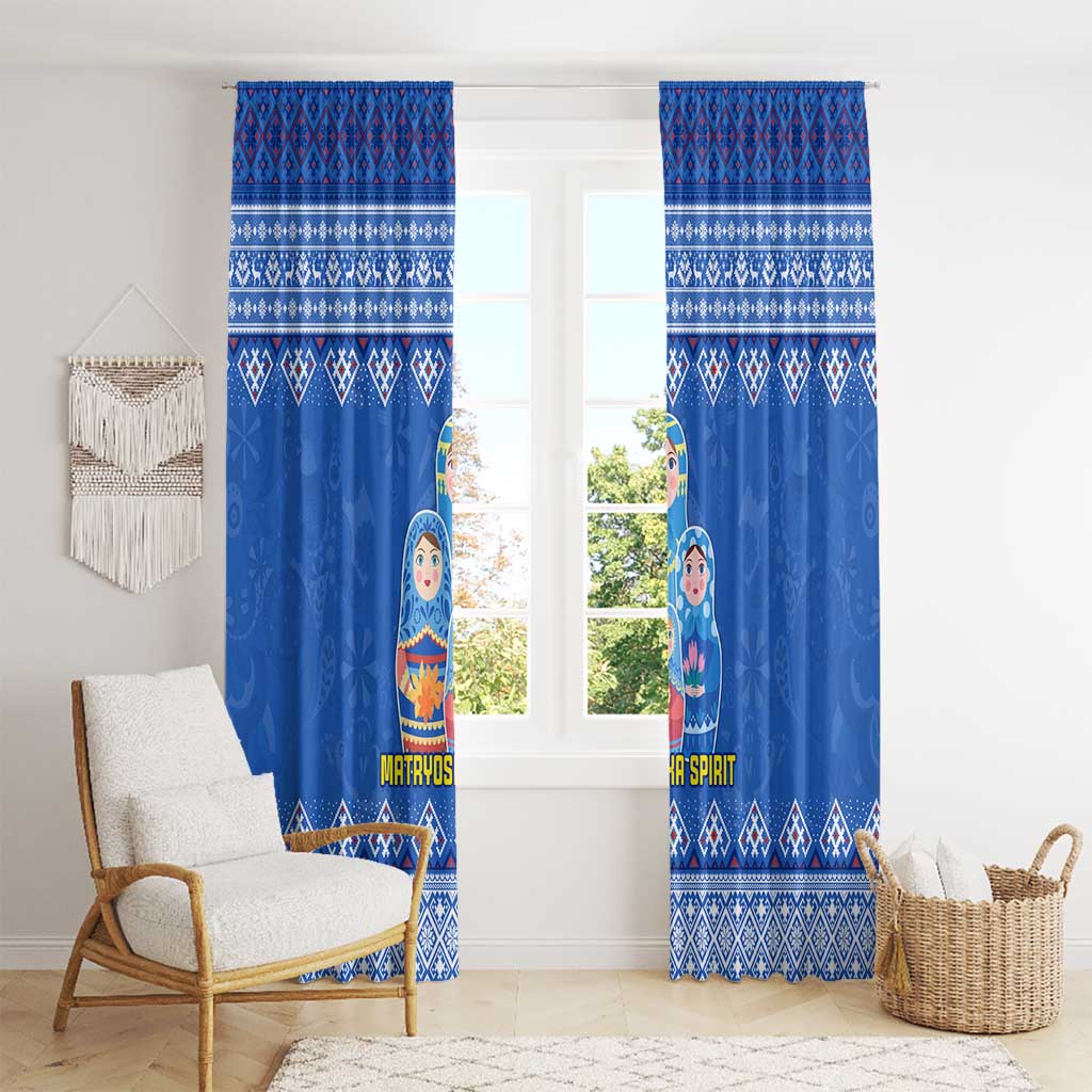 Russia Matryoshka Spirit Window Curtain with Folk Pattern and Double-Headed Eagle Emblem