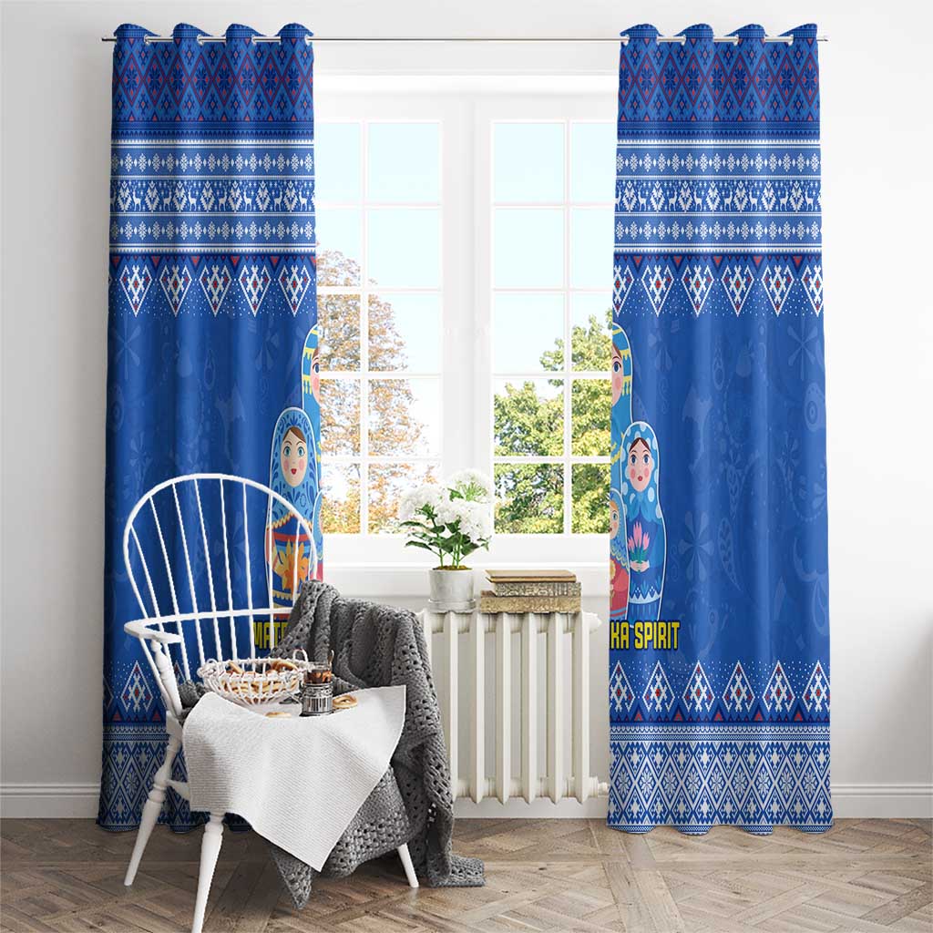 Russia Matryoshka Spirit Window Curtain with Folk Pattern and Double-Headed Eagle Emblem