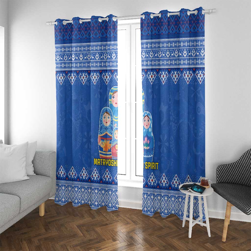 Russia Matryoshka Spirit Window Curtain with Folk Pattern and Double-Headed Eagle Emblem