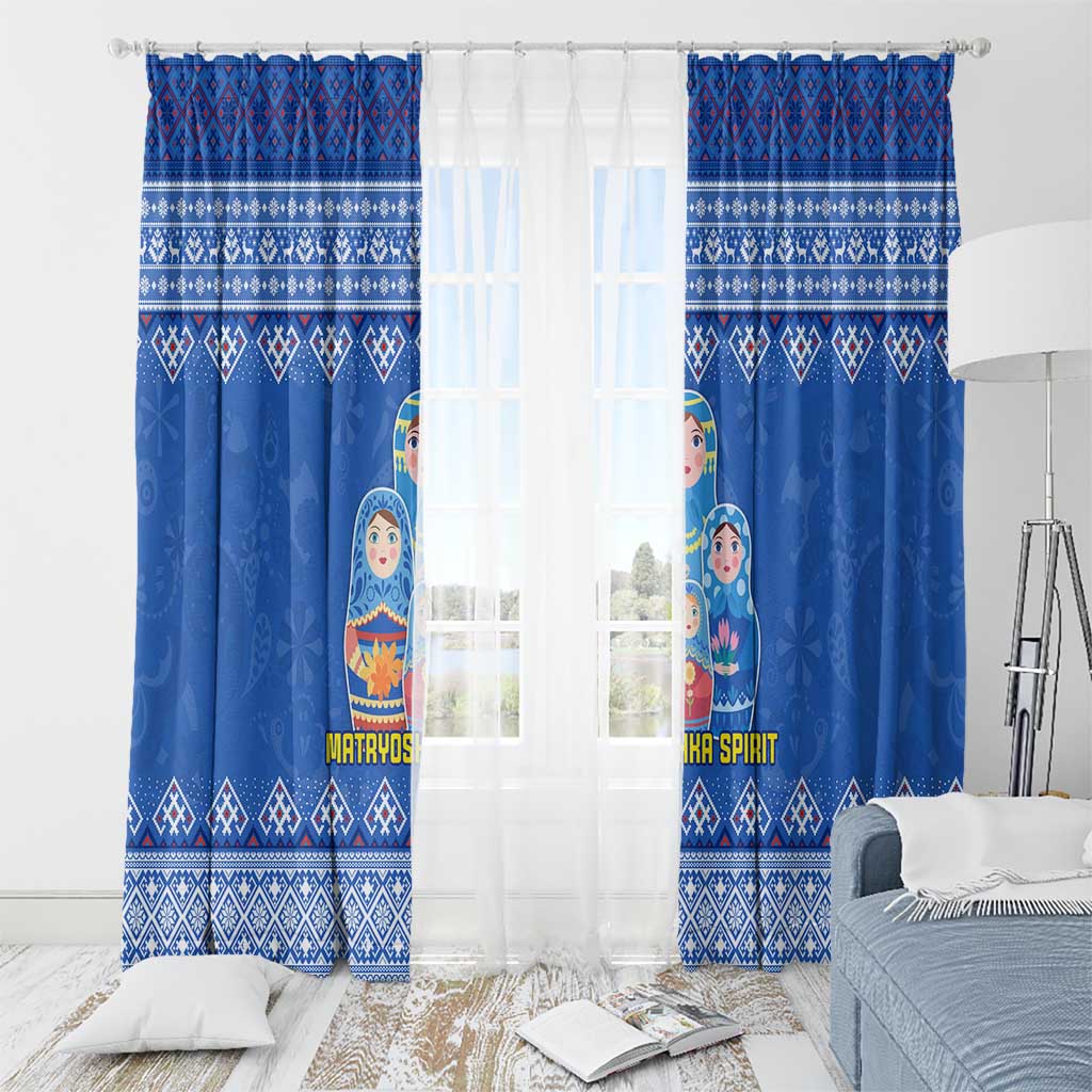 Russia Matryoshka Spirit Window Curtain with Folk Pattern and Double-Headed Eagle Emblem