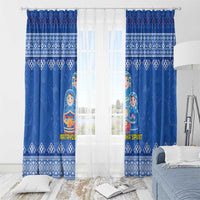 Russia Matryoshka Spirit Window Curtain with Folk Pattern and Double-Headed Eagle Emblem