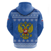 Russia Matryoshka Spirit Zip Hoodie with Folk Pattern and Double-Headed Eagle Emblem