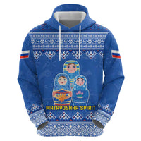 Russia Matryoshka Spirit Zip Hoodie with Folk Pattern and Double-Headed Eagle Emblem