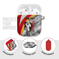 Personalized Tunisia Soccer Carthage Eagles Mascot AirPods Case Red And White Abstract Geometric Football Concept