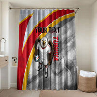 Personalized Tunisia Soccer Carthage Eagles Mascot Bathroom Set Red And White Abstract Geometric Football Concept