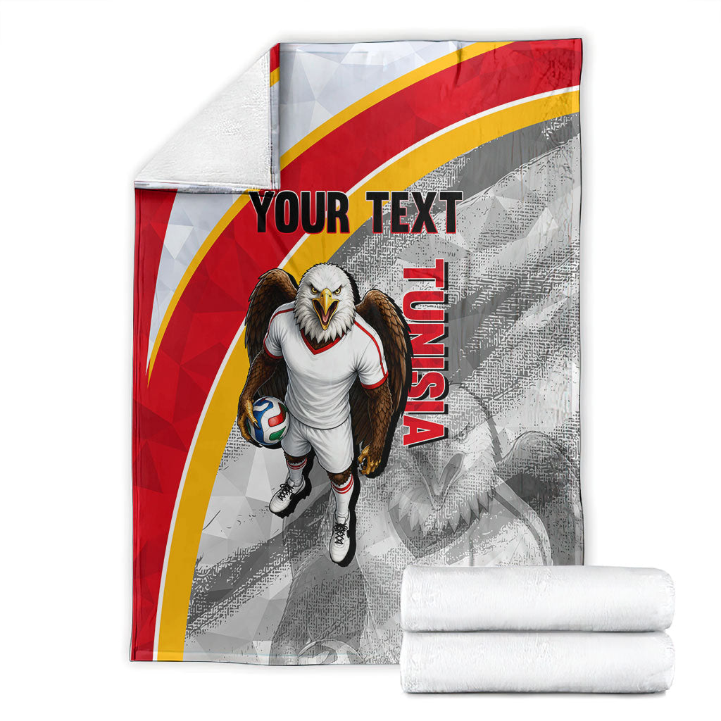 Personalized Tunisia Soccer Carthage Eagles Mascot Blanket Red And White Abstract Geometric Football Concept