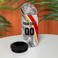 Personalized Tunisia Soccer Carthage Eagles Mascot 4 in 1 Can Cooler Tumbler Red And White Abstract Geometric Football Concept