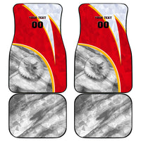 Personalized Tunisia Soccer Carthage Eagles Mascot Car Mats Red And White Abstract Geometric Football Concept