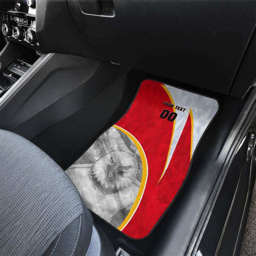 Personalized Tunisia Soccer Carthage Eagles Mascot Car Mats Red And White Abstract Geometric Football Concept
