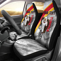 Personalized Tunisia Soccer Carthage Eagles Mascot Car Seat Cover Red And White Abstract Geometric Football Concept