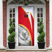 Personalized Tunisia Soccer Carthage Eagles Mascot Door Cover Red And White Abstract Geometric Football Concept