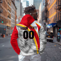 Personalized Tunisia Soccer Carthage Eagles Mascot Hoodie Red And White Abstract Geometric Football Concept