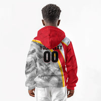 Personalized Tunisia Soccer Carthage Eagles Mascot Kid Hoodie Red And White Abstract Geometric Football Concept