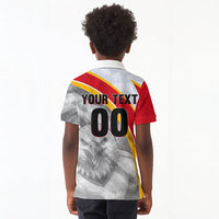 Personalized Tunisia Soccer Carthage Eagles Mascot Kid Polo Shirt Red And White Abstract Geometric Football Concept