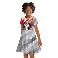 Personalized Tunisia Soccer Carthage Eagles Mascot Kid Short Sleeve Dress Red And White Abstract Geometric Football Concept
