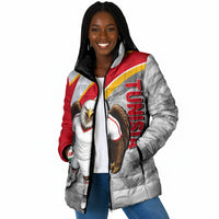 Personalized Tunisia Soccer Carthage Eagles Mascot Padded Jacket Red And White Abstract Geometric Football Concept
