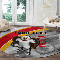 Personalized Tunisia Soccer Carthage Eagles Mascot Round Carpet Red And White Abstract Geometric Football Concept