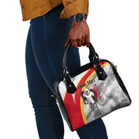Personalized Tunisia Soccer Carthage Eagles Mascot Shoulder Handbag Red And White Abstract Geometric Football Concept