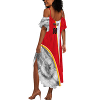 Personalized Tunisia Soccer Carthage Eagles Mascot Summer Maxi Dress Red And White Abstract Geometric Football Concept