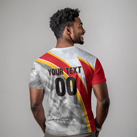 Personalized Tunisia Soccer Carthage Eagles Mascot T shirt Red And White Abstract Geometric Football Concept