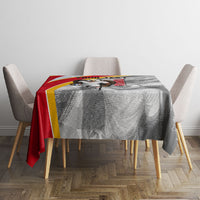 Personalized Tunisia Soccer Carthage Eagles Mascot Tablecloth Red And White Abstract Geometric Football Concept