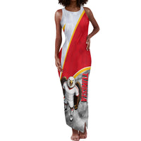 Personalized Tunisia Soccer Carthage Eagles Mascot Tank Maxi Dress Red And White Abstract Geometric Football Concept