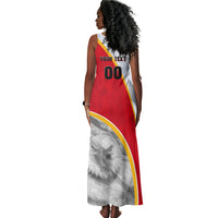 Personalized Tunisia Soccer Carthage Eagles Mascot Tank Maxi Dress Red And White Abstract Geometric Football Concept