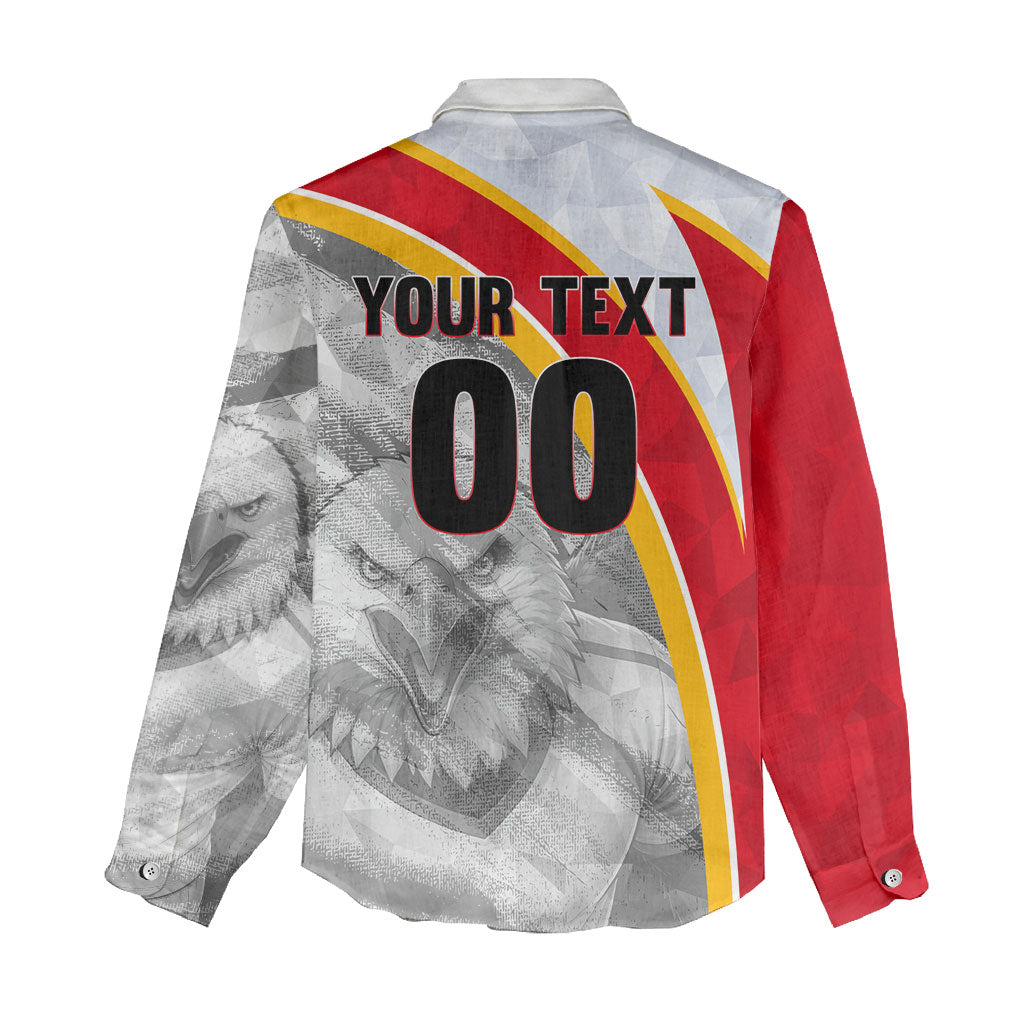 Personalized Tunisia Soccer Carthage Eagles Mascot Women Casual Shirt Red And White Abstract Geometric Football Concept