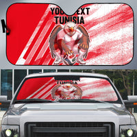 Personalized Tunisia Football Auto Sun Shade Tunisian Flag Carthage Eagles Mascot Grunge Style