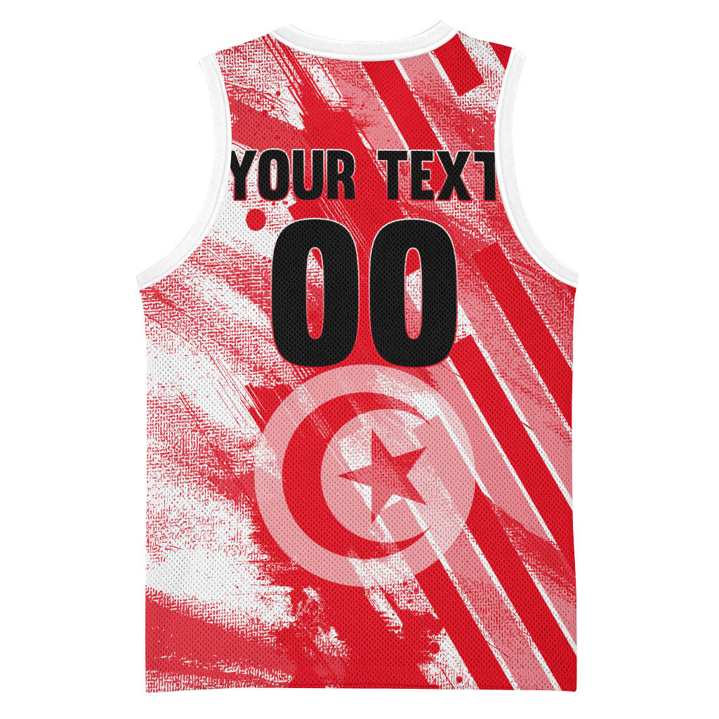 Personalized Tunisia Football Basketball Jersey Tunisian Flag Carthage Eagles Mascot Grunge Style