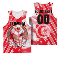 Personalized Tunisia Football Basketball Jersey Tunisian Flag Carthage Eagles Mascot Grunge Style