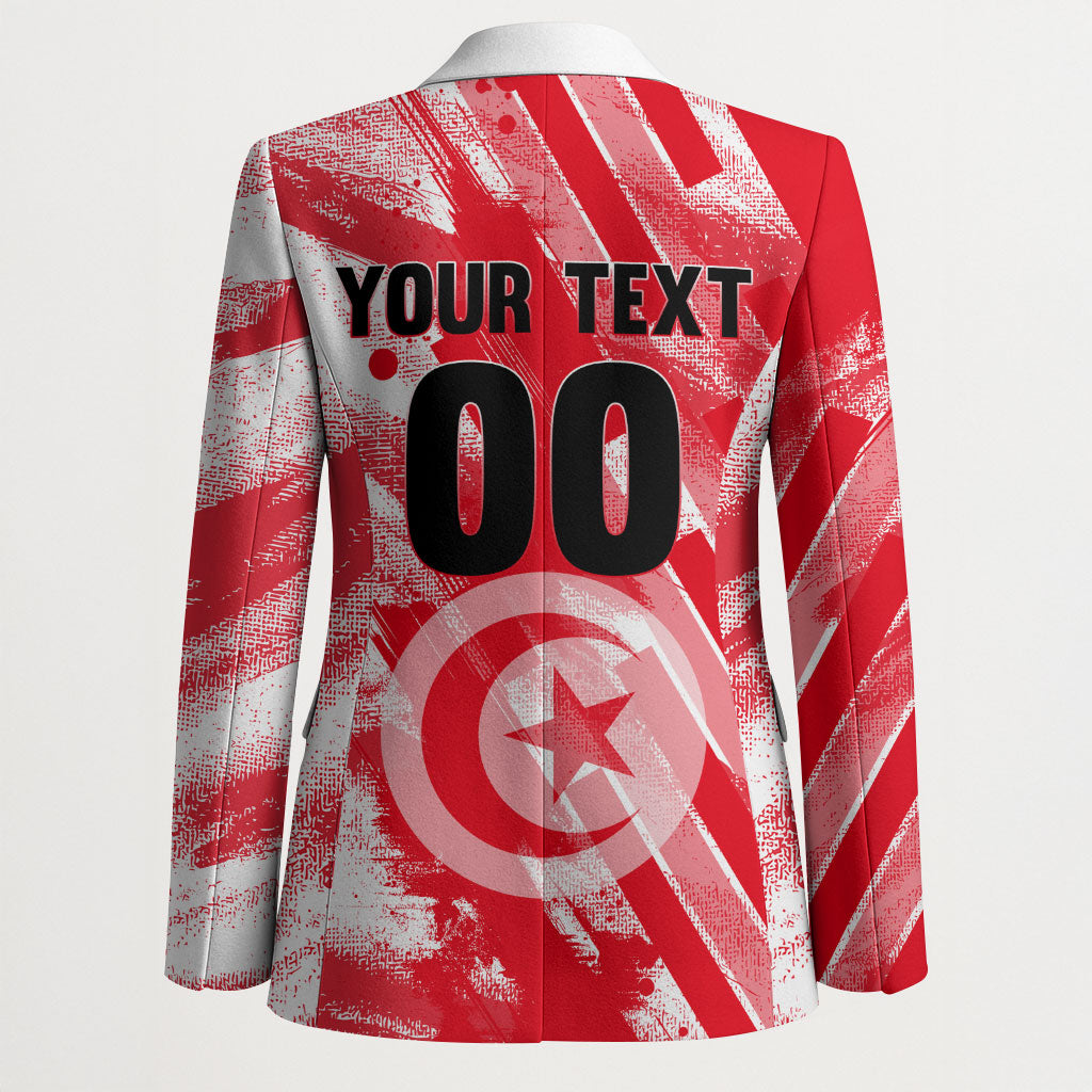 Personalized Tunisia Football Blazer Tunisian Flag Carthage Eagles Mascot Grunge Style