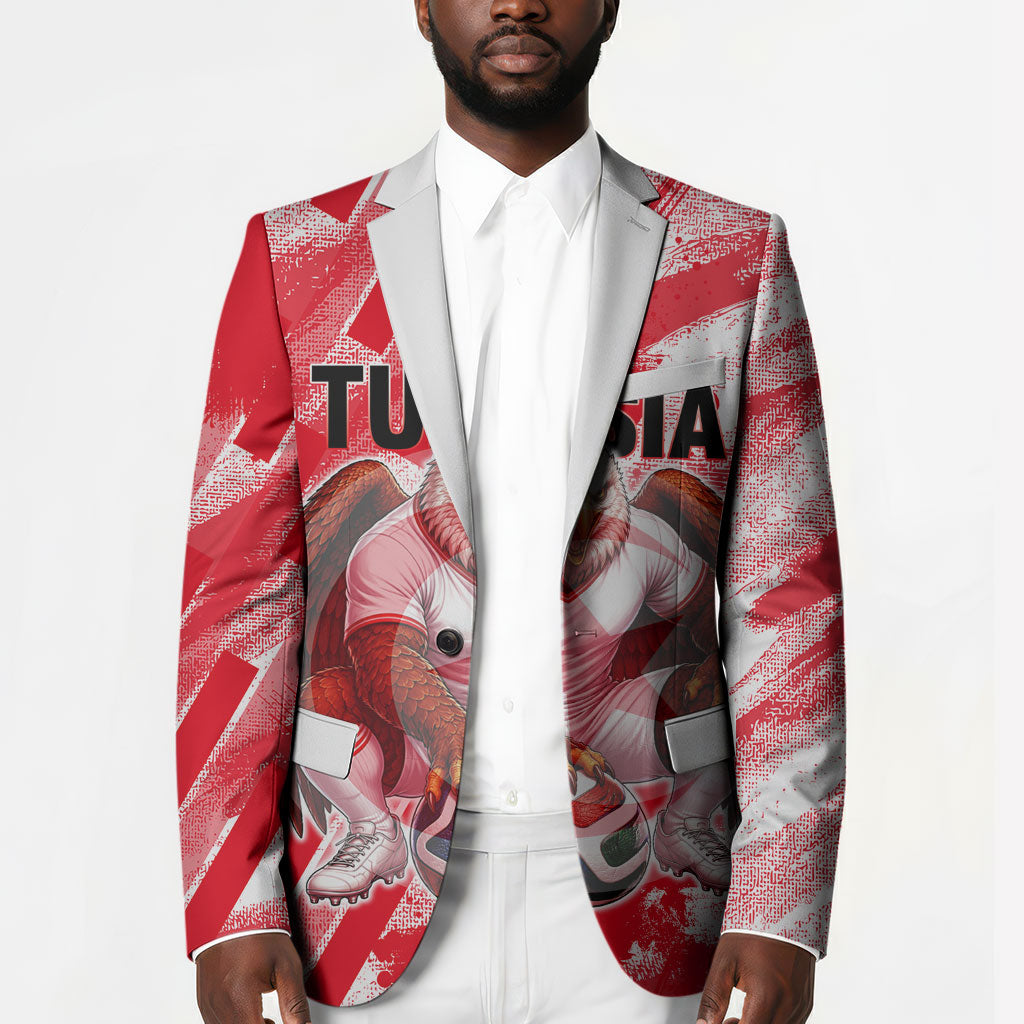 Personalized Tunisia Football Blazer Tunisian Flag Carthage Eagles Mascot Grunge Style