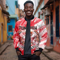Personalized Tunisia Football Bomber Jacket Tunisian Flag Carthage Eagles Mascot Grunge Style