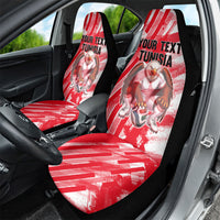 Personalized Tunisia Football Car Seat Cover Tunisian Flag Carthage Eagles Mascot Grunge Style