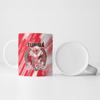 Personalized Tunisia Football Ceramic Mug Tunisian Flag Carthage Eagles Mascot Grunge Style